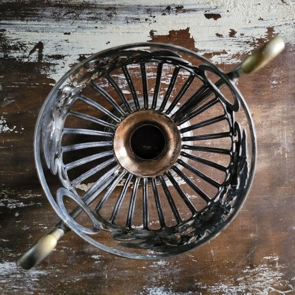 Vintage Pierced Pedestal Sugar Bowl /Blue Glass Liner, Dragons and Crest - Picture 7 of 10